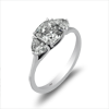 Three Stone Engagement Ring. Cushion 1.51ct EGL E/SI2 18KW DKR002392