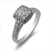 Diamond Engagement Ring 1.45ct.tw. Cushion 1.00ct GIA F/VS2 14KW DKR002870